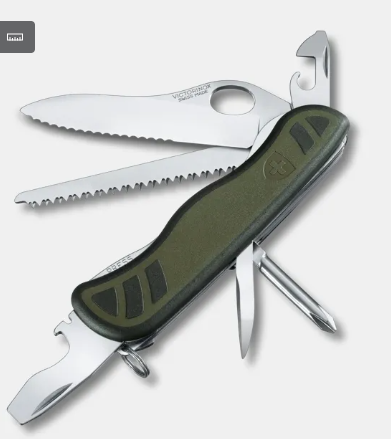 Navaja del soldado suizo 10 funciones, 111 mm, verde/negra