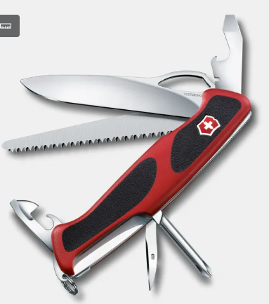 Navaja RangerGrip 78, 12 funciones, 130mm, cachas doble componente, rojo/negro