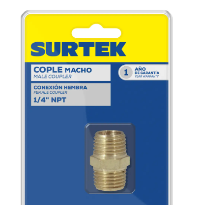 Conector laton 1/4"NPT Macho