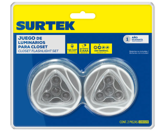 Lampara LED p/closet 3AAA 2pz