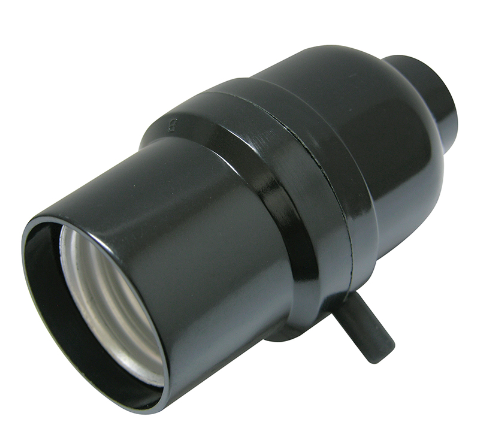 Portalampara con apagador de paso negro 250V Surtek