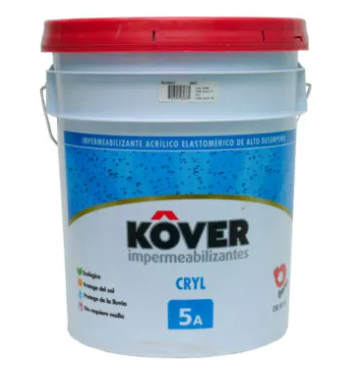 IMPERMEABILIZANTE ACRILICO KOVER CRYL FIBRATADO BLANCO 5AÑOS 19LTS