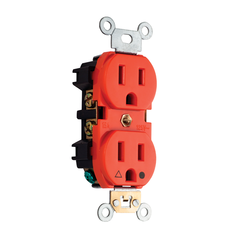 CONTACTO DOBLE CON CONEXION A TIERRA AISLADA NARANJA