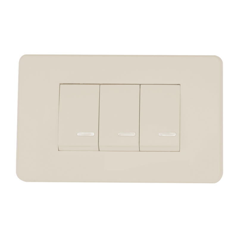 APAGADOR TRIPLE CON PLACA MARFIL 24MM MAT ABS 250V 10A