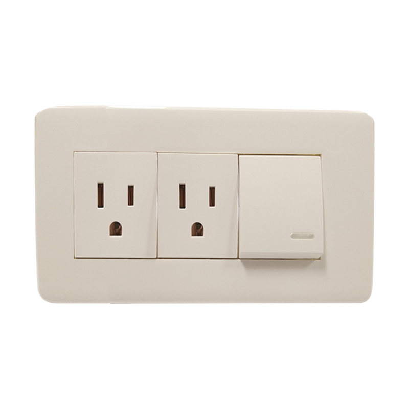 APAGADOR Y CONTACTO DOBLE DE 24MM CON PLACA MARFIL