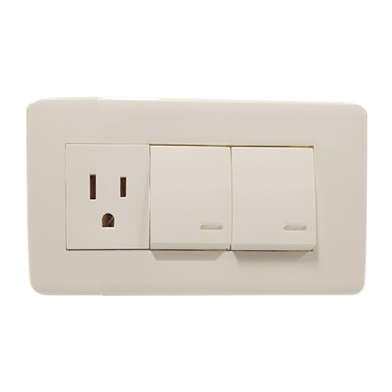 APAGADOR DOBLE Y CONTACTO DE 24MM CON PLACA MARFIL