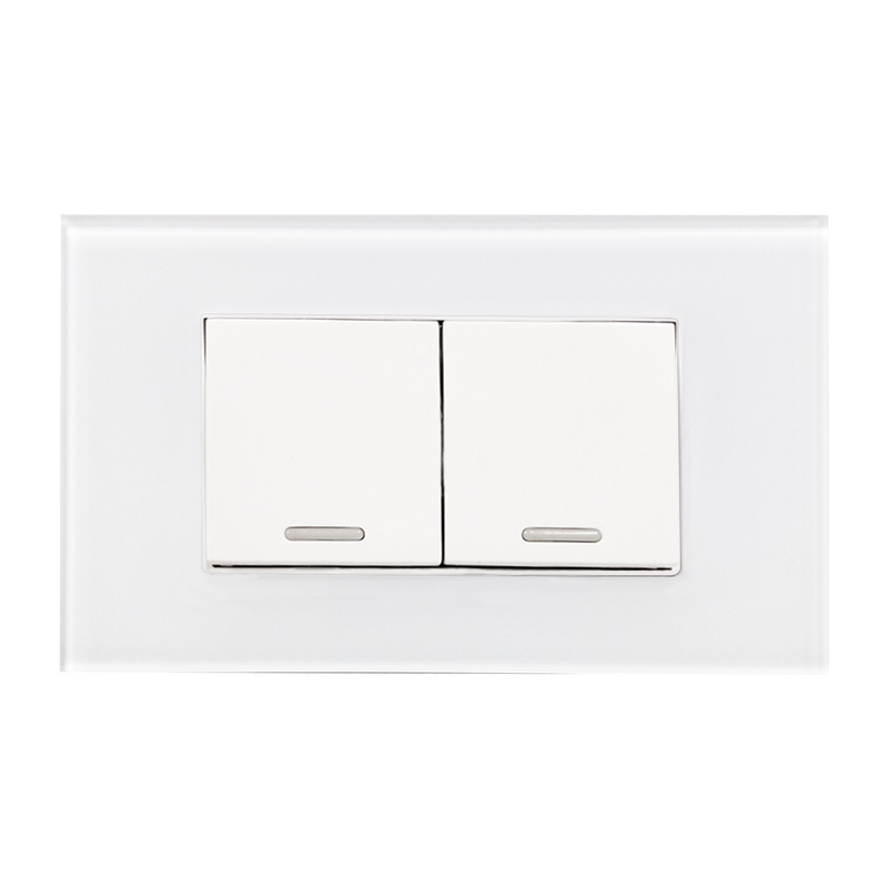 APAGADOR DOBLE CON PLACA DE ACRILICO BLANCA 36MM