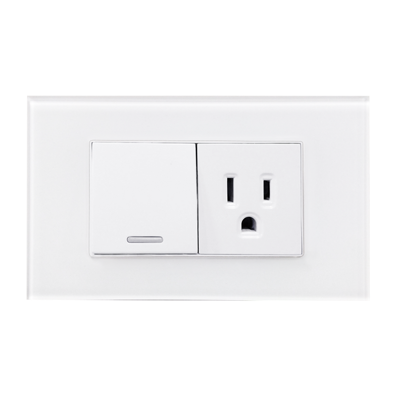 APAGADOR Y CONTACTO CON PLACA DE ACRILICO BLANCA 36MM