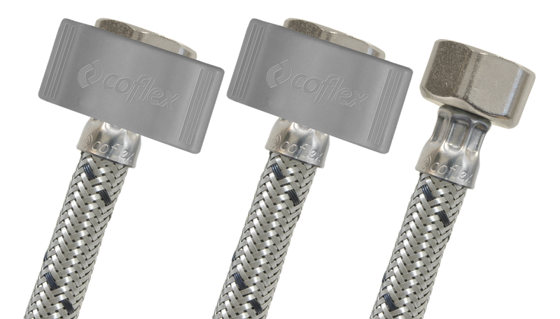 CONECTOR ALIMENTADOR FLEXIBLE COFLEX ACERO LAVABO (T)1/2X1/2X1/2-55CM