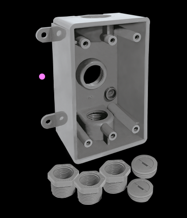 CAJA RECTANGULAR NO METALICA 3 ORIFICIOS 2X4" GRIS