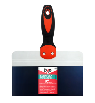 ESPATULA TAPIZADORA 8", ACERO TEMPLADO, MANGO PLASTICO, GROSOR 0.019", PESO 212GR
