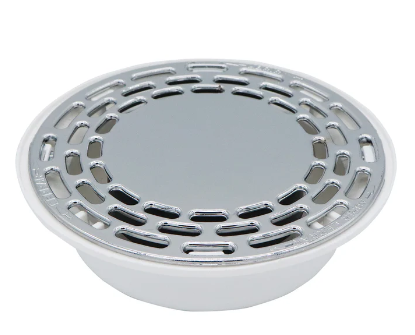 Coladera cromada redonda con trampa para tubos de 4", 2"