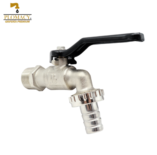 Llave Jardin Esfera con Palanca 1/2" 100% Laton Acabado Niquelado Plomacy