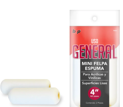 FELPA 4'' PARA MINI RODILLO ESPUMA 2 PACK ECO