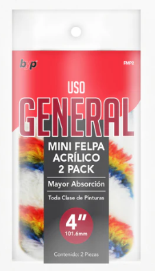 FELPA 4'' PARA MINI RODILLO ACRILICO 2 PACK