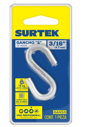Gancho tipo "S" 3/16"