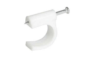 Grapa para cable coaxial 10 mm, color blanco, 20 piezas