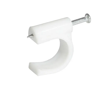 Grapa para cable coaxial 16mm blanco 20pz