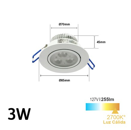 FOCO LED SPOT EMPOTRAR  110-240V 3X1W 6500K