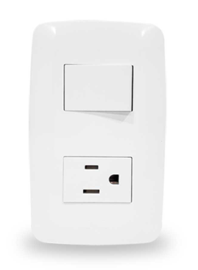 PLACA CON INTERRUPTOR ESCALERA UNA TOMA DE CORRIENTE