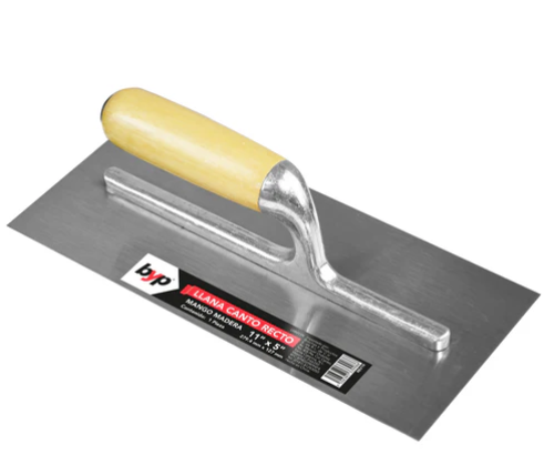 LLANA CANTO RECTO 11" X 5" MANGO MADERA, GROSOR 0.031", LAMINA ACERO, PESO 392GR