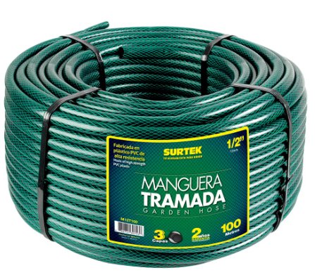 Manguera tramada verde 1/2"100m (se vende por metro)