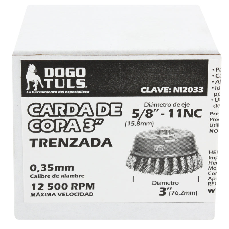 CARDA COPA TRENZADA 3" ENT  5/8" EN CAJA