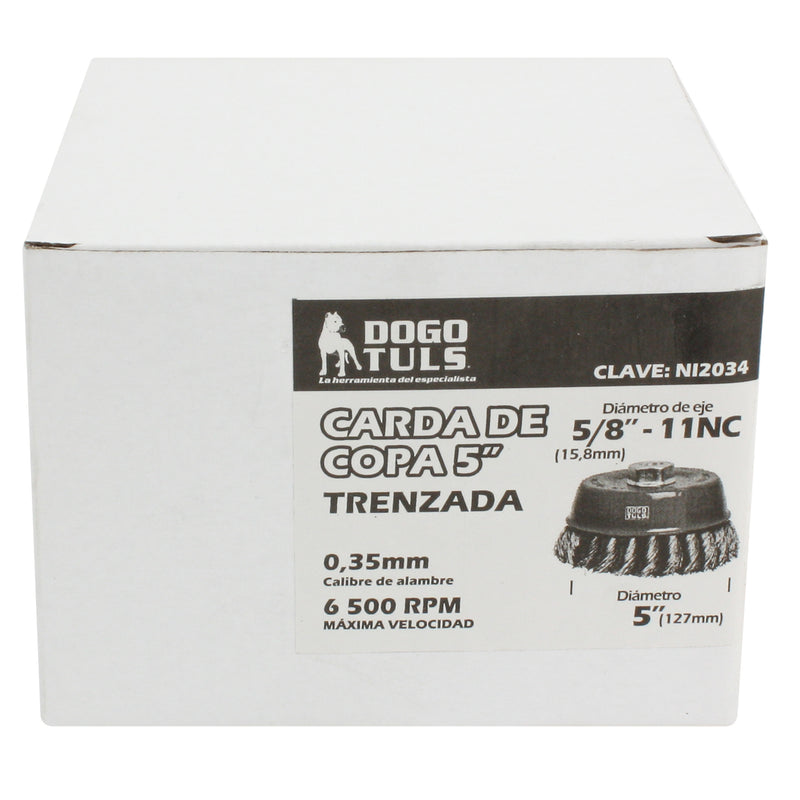 CARDA COPA TRENZADA 5" ENT  5/8" EN CAJA