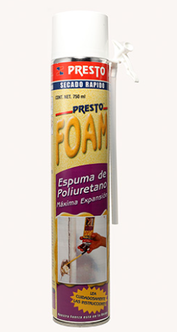 PRESTO FOAM ESPUMA POLIURETANO BOTE 750 ML.