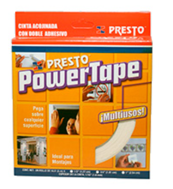 CINTA DOBLE CARA POWER TAPE DOBLE ADHESIVO 1/2" X 5m