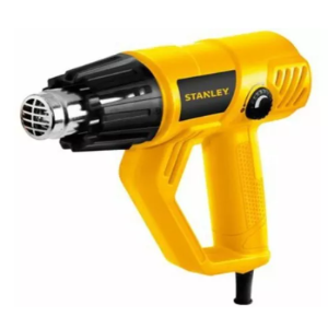 Pistola de calor Stanley 1800W sobre fondo blanco, control variable ideal para pintura y plásticos. Casa Ferretera Poniente.
