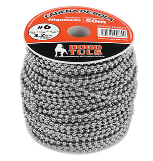 CADENA DE BOLA #6 3.2mm NIQUELADA 50mt (Se vende por metro)