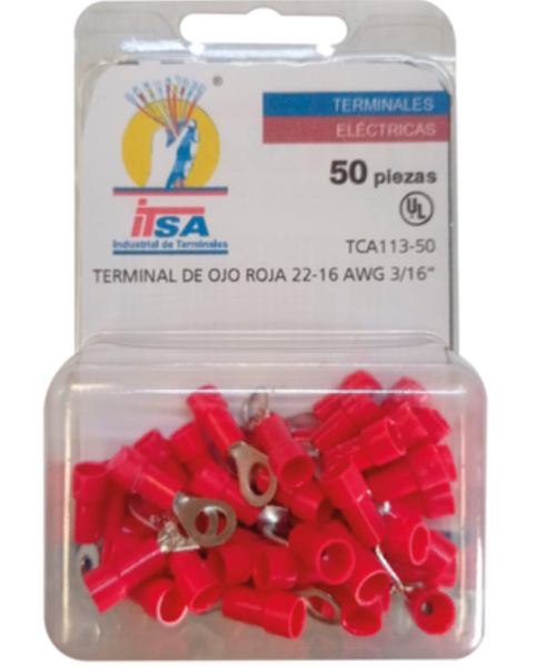 TERMINAL DE OJO ROJA 5/32" 50 PZAS