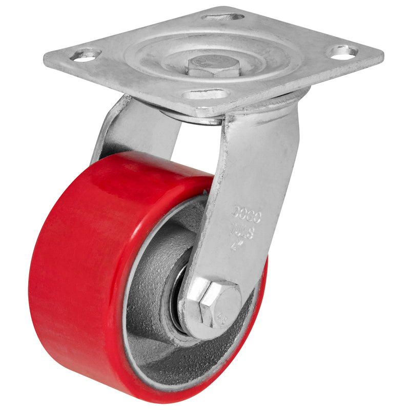 RODAJA FIERRO PU ROJO GIRATORIA 4"