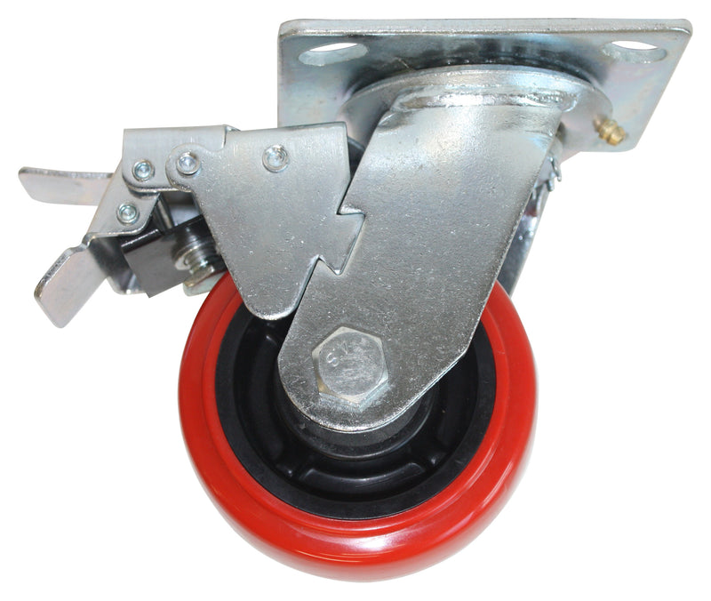 RODAJA PP NEGRO Y PU ROJO GIRA FRENO 4"