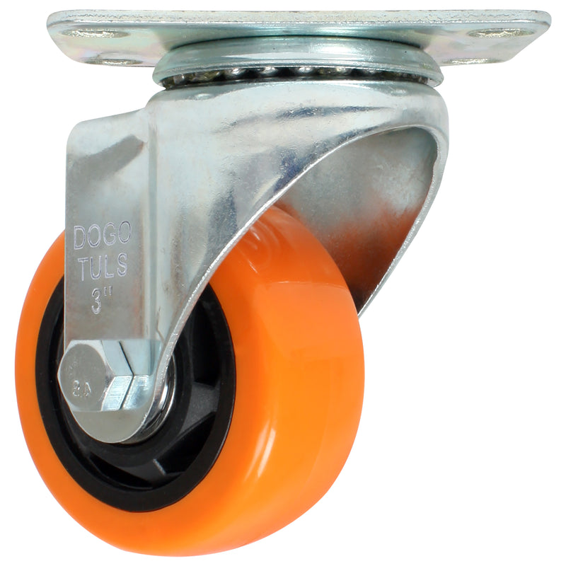 RODAJA PVC NARANJA GIRATORIA 3"