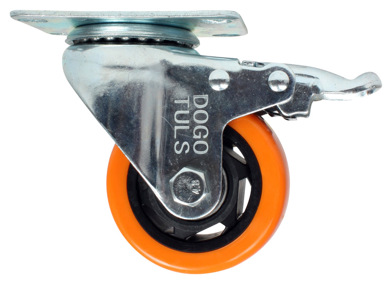 RODAJA PVC NARANJA GIRATORIA FRENO 3"