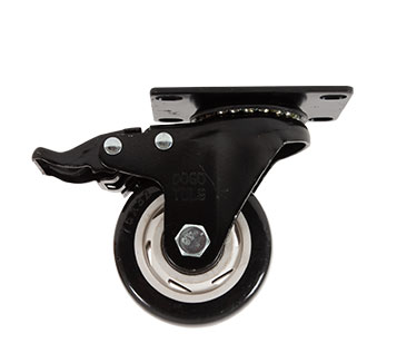 RODAJA PVC NEGRO GIRATORIA Y FRENO 3"