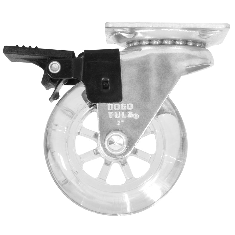RODAJA PU TRANSPARENTE GIRAT / FRENO 2"